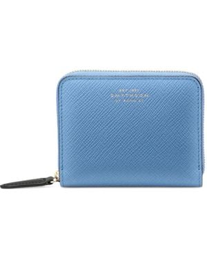 Smythson Small Panama Zip-Around Wallet - Blue