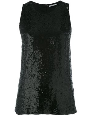 P.A.R.O.S.H. Sequin Embellished Tank Top - Black
