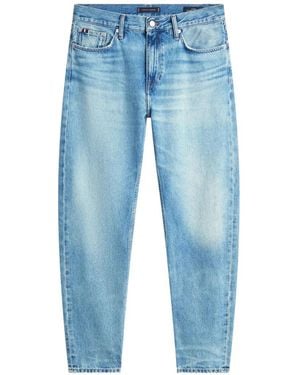 Tommy Hilfiger Jean Droit Harlem À Effet Usé - Blue