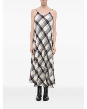 Woolrich Checked Sleeveless Maxi Dress - White