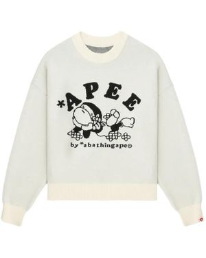 AAPE BY A BATHING AP Lisa Crew-Neck Jumper - White