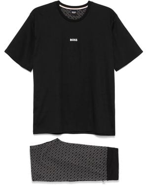 BOSS Pijama con estampado de monograma - Negro