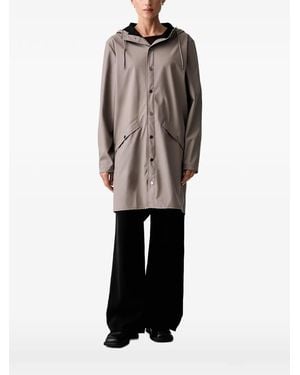 Rains Hooded Press-Stud Coat - Grey