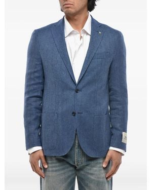 Corneliani Herringbone Patch-Pocket Blazer - Blue