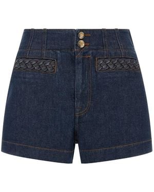 Zimmermann Awaken Braided-Trim Shorts - Blue
