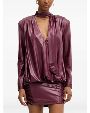 Haveone Haljina Ruched Pussy-Bow Mini Dress - Red