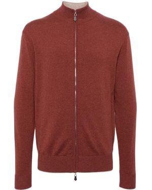 N.Peal Cashmere Knightsbridge Zip-up Cardigan - Red