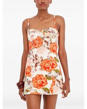 Cara Cara Abito Claudine A Fiori - Rosso