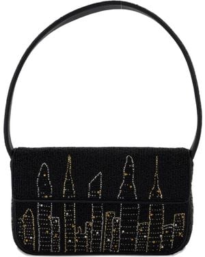 STAUD Tommy Beaded Skyline Shoulder Bag - Black