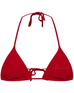 DSquared² Top De Bikini Con Logo Bordado - Rojo
