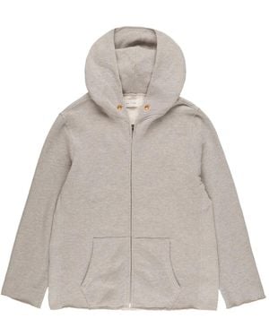 Les Tien Raw-Edge Front-Zip Hoodie - Grey