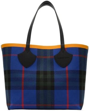 Burberry Large Check Tote - Blue