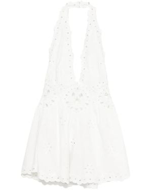retroféte Beranice Eyelet-Embellished Mini Dress - White