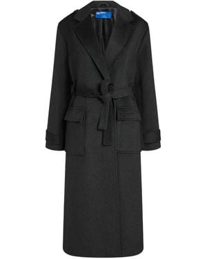 KARL LAGERFELD Belted Long-Sleeve Coat - Black