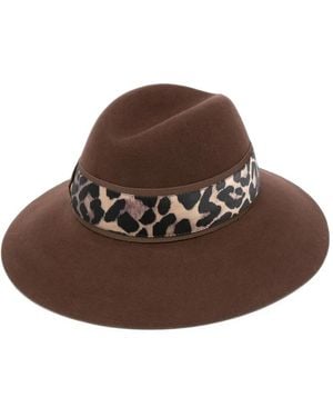 Borsalino Leopard-Print Bow-Detail Hat - Brown