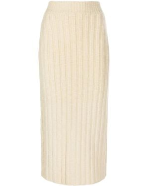 Jil Sander Ribbed-Knit Wool Midi Skirt - Natural