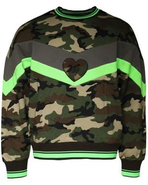 Dolce & Gabbana Camouflage-Print Heart-Patch Sweatshirt - Green