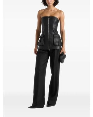 Manière De Voir Leather Longline Bandeau Top - Black