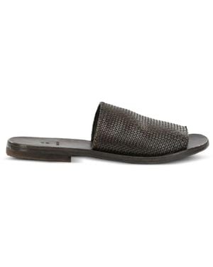 Moma Woven Leather Flat Sandals - White