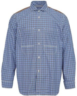 Junya Watanabe Check-Patchwork Flannel Shirt - Blue