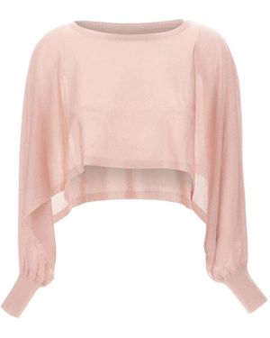 Kangra Batwing-Sleeve Cropped Sweater - Pink