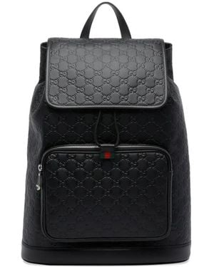 Gucci Medium Gg-Emblem Backpack - Black