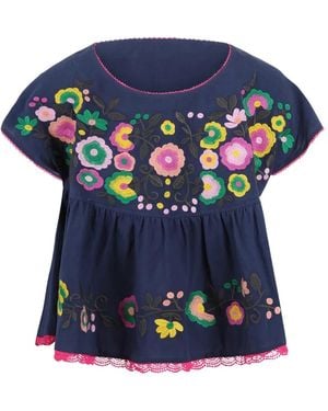 Jovonna London Haut Liora À Fleurs Brodées - Blue