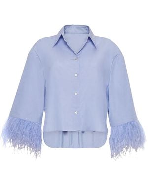 Cara Cara Chester Feather-Cuff Cotton Shirt - Blue