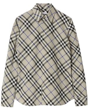 Burberry Geruit Overhemd - Grijs