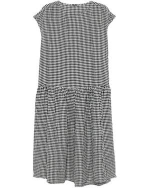 Apuntob Gingham-Check Midi Dress - Gray