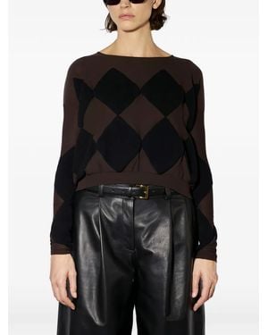 Liviana Conti Argyle-Pattern Boat-Neck Jumper - Black
