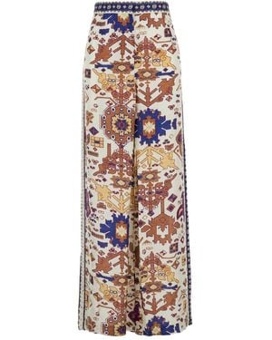 Ba&sh Vlyde Broek Met Wijde Pijpen En Patroon - Naturel