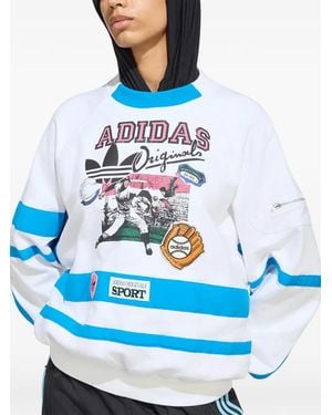 adidas Archive Baseball Graphic-Print Sweater - Blue