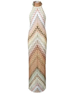 Missoni Long Dress With Halterneck Neckline - White