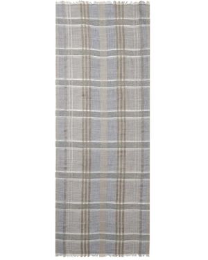 Peserico Metallic-Striped Plaid Scarf - Grey