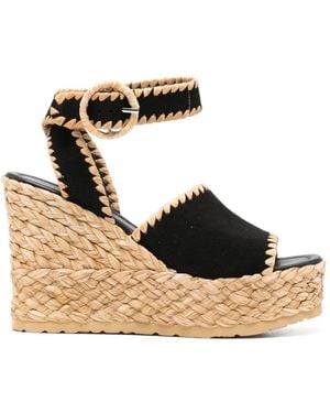 Paloma Barceló Buckle Platform Heeled Espadrilles - Natural