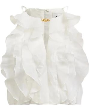 Aje. Top Con Ruches Cleo - Bianco