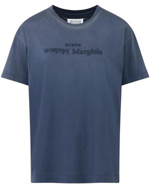 Maison Margiela Reverse Logo Cotton T-Shirt - Blue