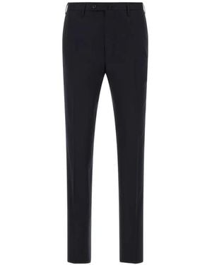 Incotex Flat-Front Pressed-Crease Pants - Blue