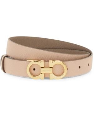Ferragamo Gancini Reversible And Adjustable Belt - Natural