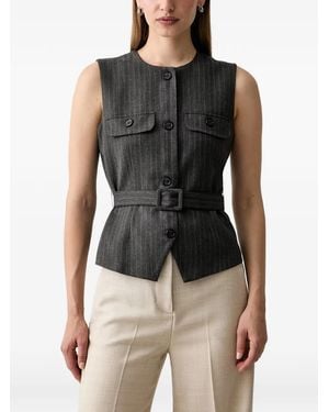 Joop! Belted Pinstripe Waistcoat - Black