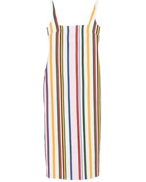 Cala De La Cruz Amaranta Square-Neck Striped Midi Dress - White