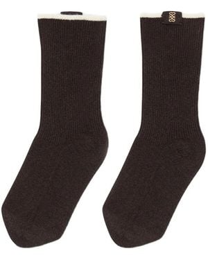 Sandro Two-Tone Ribbed Socks - Black