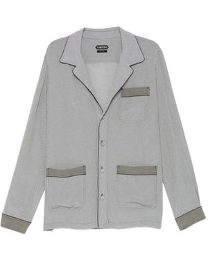 Tom Ford Printed Crepe De Chine Pyjama Shirt - Grey
