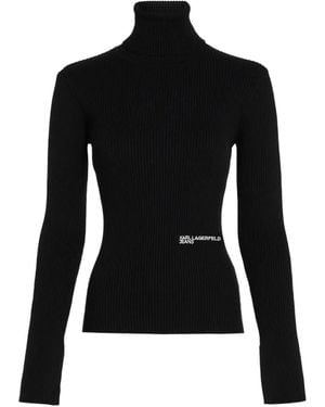 KARL LAGERFELD Pull Léger À Col Roulé - Black