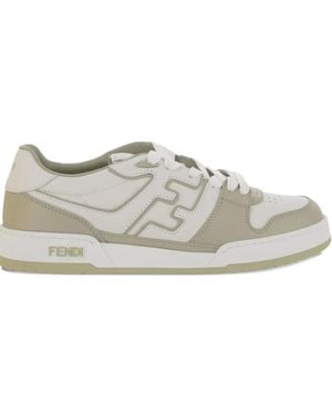 Fendi Logo-lettering leather sneakers - Gris