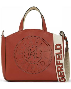 KARL LAGERFELD Small Leather Tote Bag - Red