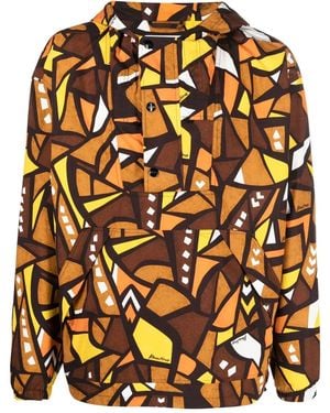 Moschino Patterned Hooded Windbreaker Jacket - Orange