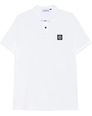 Stone Island Compass-Patch Polo Shirt - White