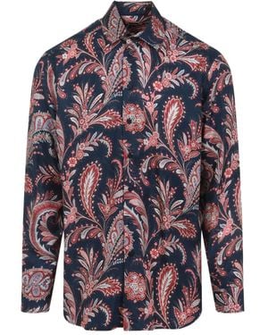 Etro Long-Sleeved Paisley Shirt - Blue